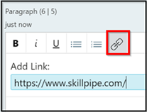 Skillpipe Insert hyperlink Insert into the Add link box